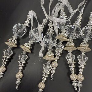 Elegant Silver and Clear Crystal Ornaments